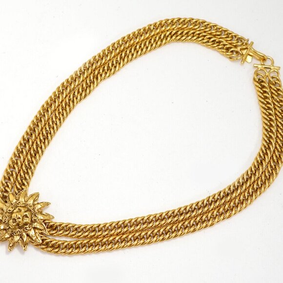 CHANEL Leo Lion Double Chain Necklace 17" Gold Tone Auth h11150 - Picture 3 of 8